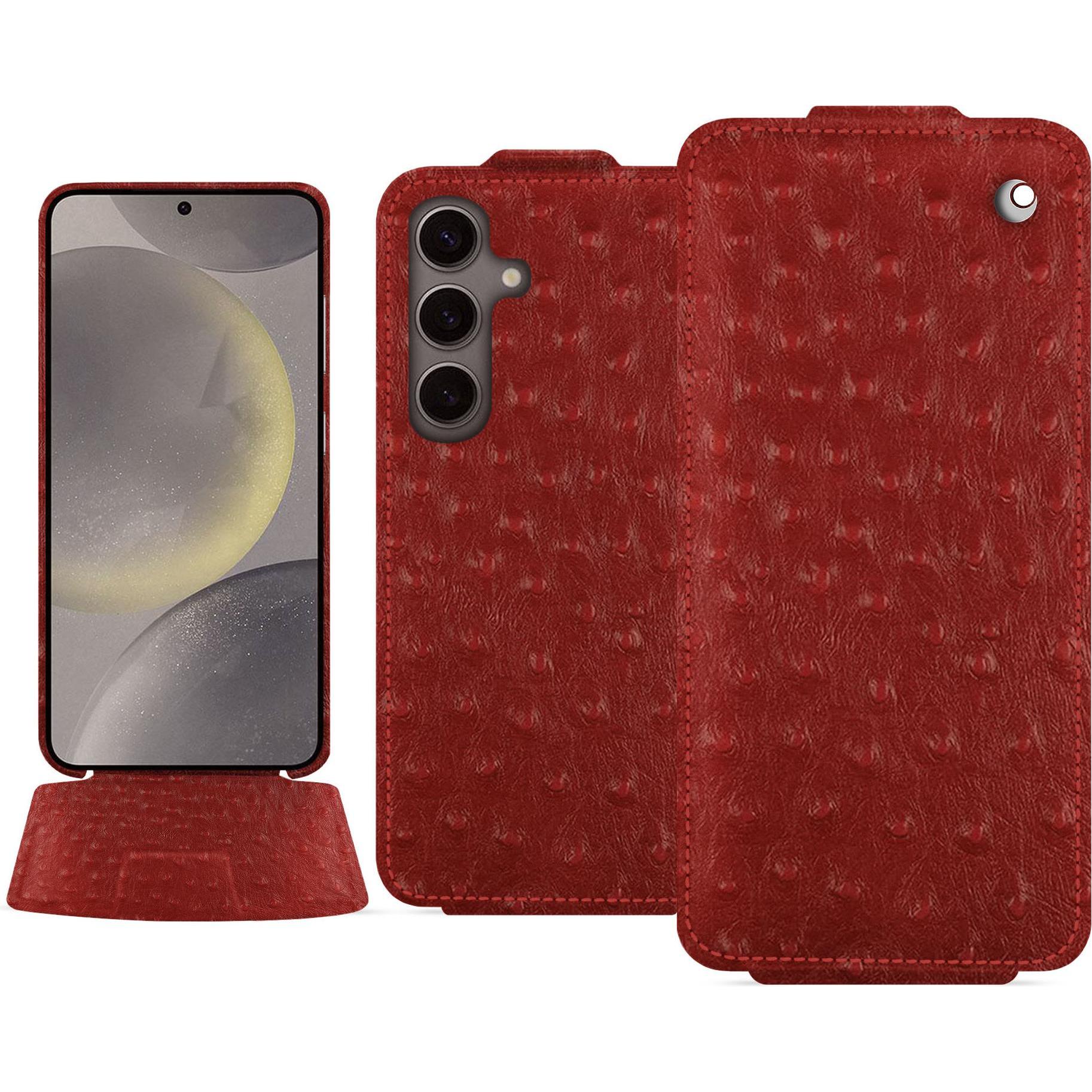 Noreve Lederschutzhülle vertikal (Samsung Galaxy S24), Smartphone Hülle, Rot