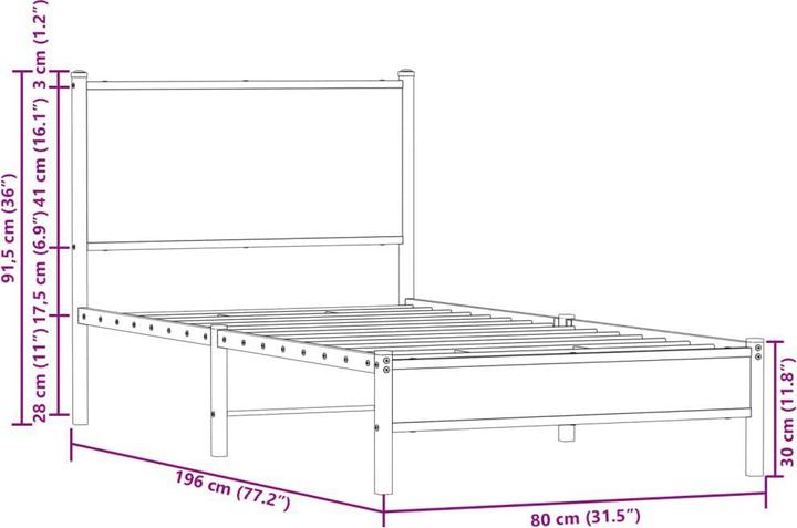 Actual product image vidaXL Bettgestell (75 x 190 cm)