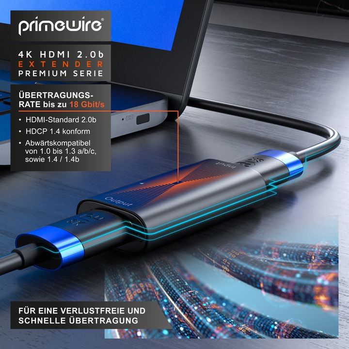 Produktbild Primewire 4K HDMI 2.0b Extender aktiver Verstärker, HDMI 2.0 Repeater Signalverstärker, bis zu 20m Entfernung