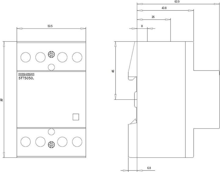 Valeurs nutritives et ingrédients Siemens Contacteur 400 VAC 63 A, 4 NO, 230 VAC (5TT5050-0)