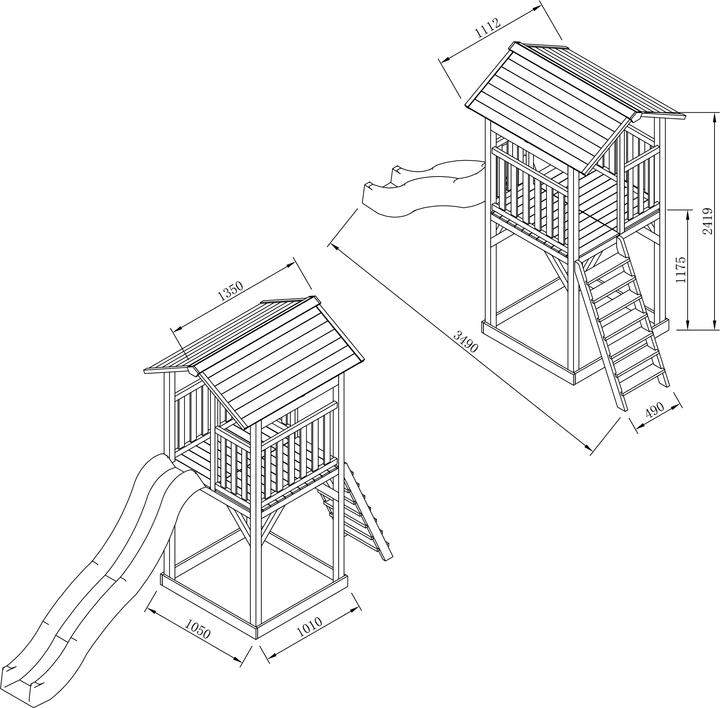 Actual product image Axi Beach Tower Play Tower Brown - Blue Slide