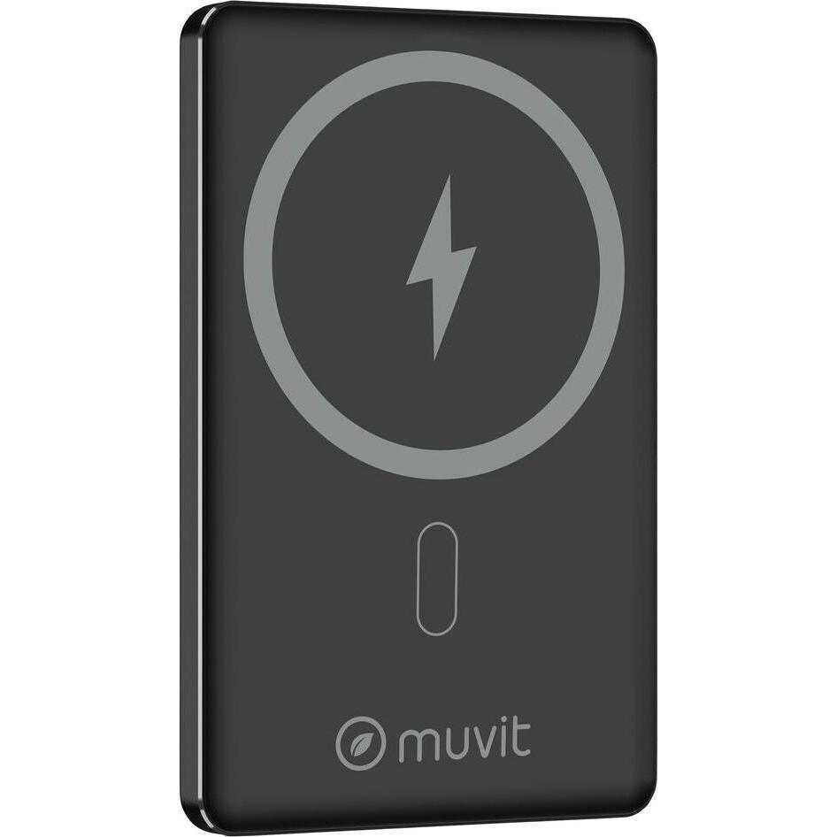 Muvit Powerbank for Change Schwarz Aluminium 5000 mAh (5000 mAh, 15 W), Powerbank, Nero