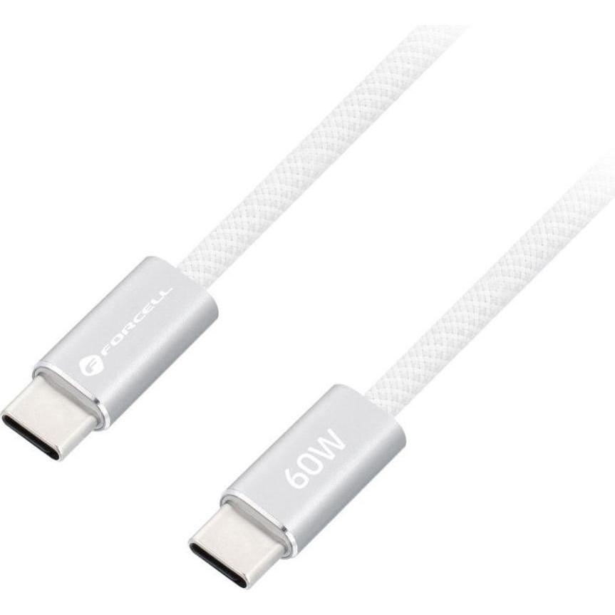 Forcell Cable Cable USB C to USB C F-Energy QC4.0 PD 3A 60W Cafule Color 1,2 m ACYH23 white (1.20 m, 60 W), Cavo USB
