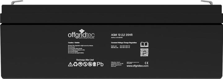 Actual product image Offgridtec ® AGM 2,2Ah 20HR 12V - Solar Battery Extremely cycle resistant (1 pcs., Device specific, 2100 mAh)