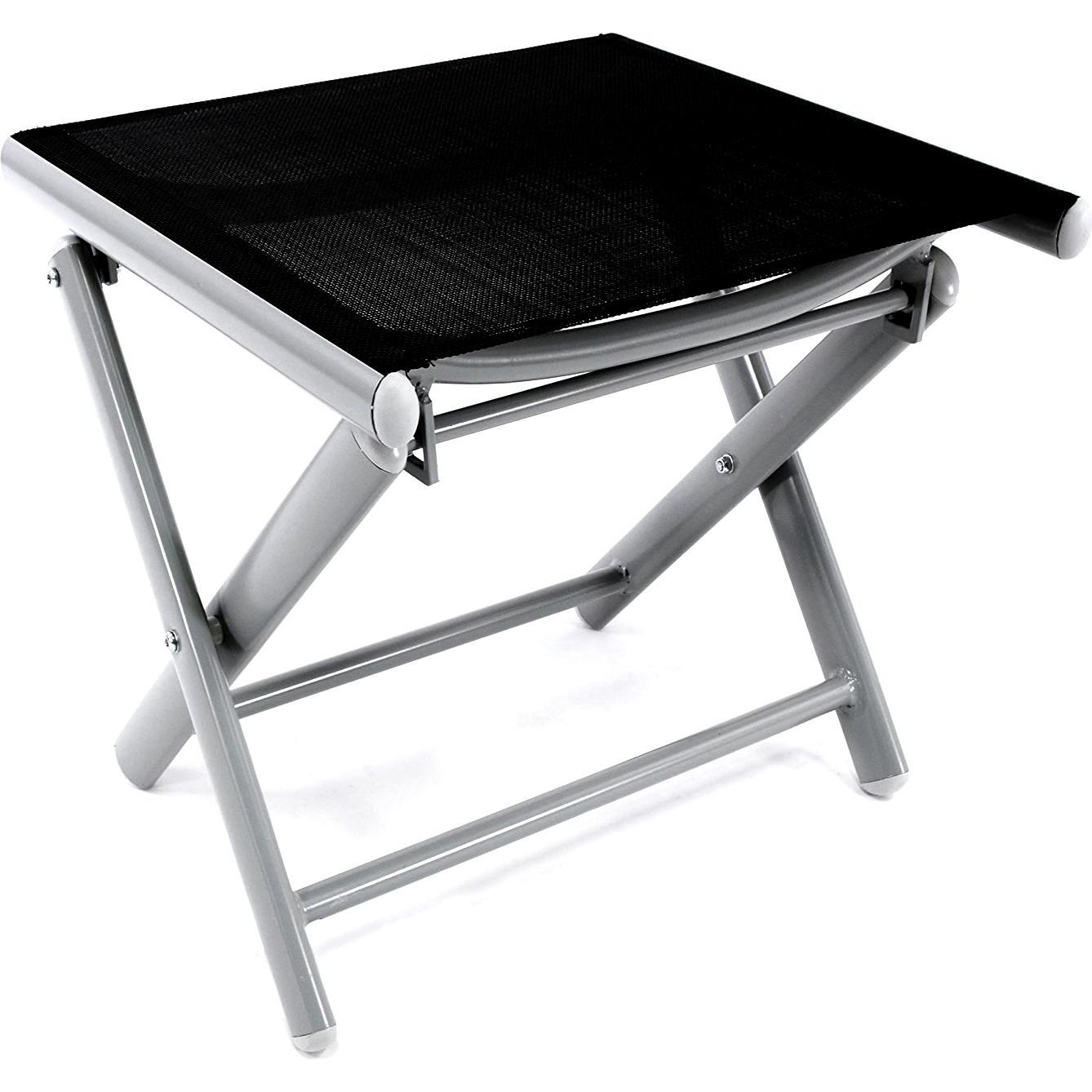 Mojawo, Gartenstühle, Garten Klapphocker / Fusshocker Aluminium - Textilen Silbergrau/Schwarz