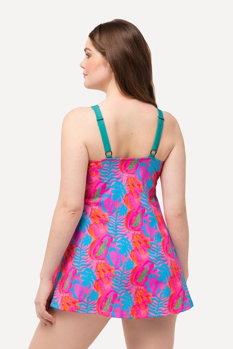 Produktbild Ulla Popken Badekleid, Neon-Blätterdruck, Softcups, Powermesh-Futter (46)