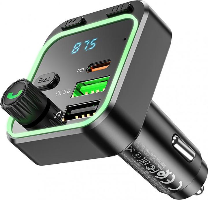 Actual product image Borofone BT FM Transmitter and Car Charger BC53 Highway, 2 x USB-A - 1 x USB-C, Black