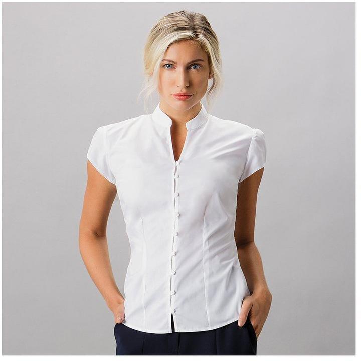 Actual product image Kustom Kit Continental blouse with stand-up collar (46)