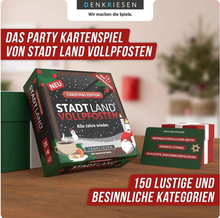 Produktbild Denkriesen Stadt Land Vollpfosten - Kartenspiel Christmas Edition (d) (Deutsch, 3 - 6 Spieler)