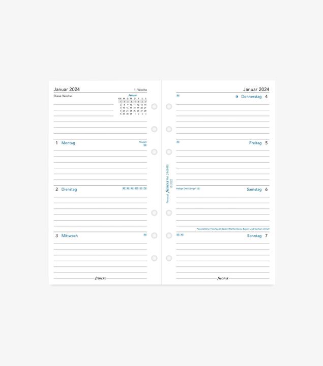 Actual product image Filofax Calendar insert (95 x 171 mm, 1 week / 2 pages)