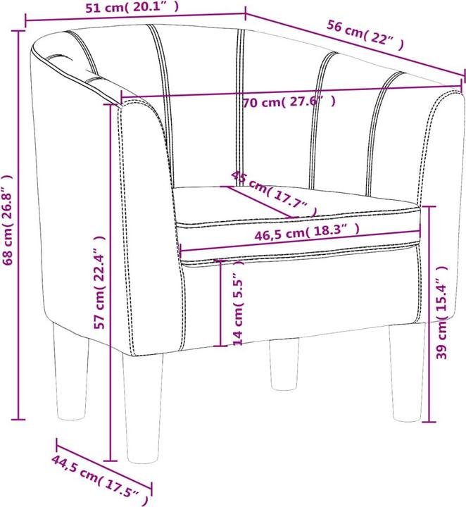 Actual product image VidaXL Clubsessel Rot Kunstleder,Farbe: Rot,Material: Kunstleder (60