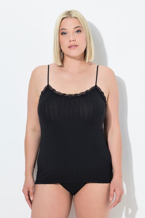 Produktbild Ulla Popken Top, Slim Fit, Ajourjersey, Spaghettiträger (58)