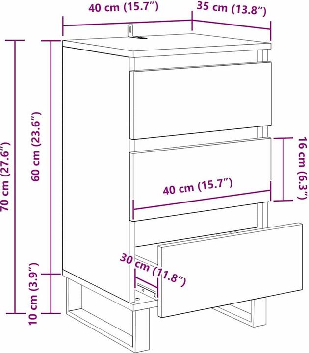 Produktbild vidaXL Moderner Sideboard (35 x 40 x 70 cm)