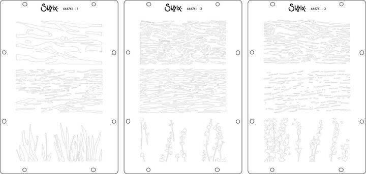 Produktbild Sizzix Studio Stempelset 17er-Pack / 3er-Set Schablonen - „Natur“ von Vic Hollins