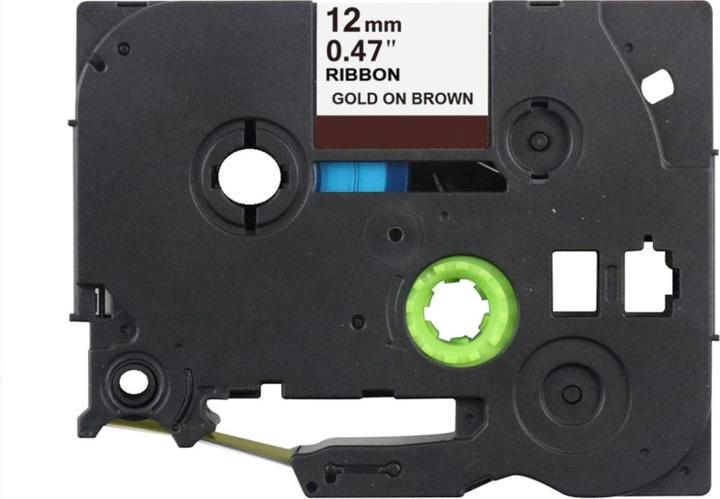 Actual product image Hermex Alternatives Satin-Stoffband zu Brother TZe-RA34 Beschriftungsband (1.20 cm, Brown, Gold)