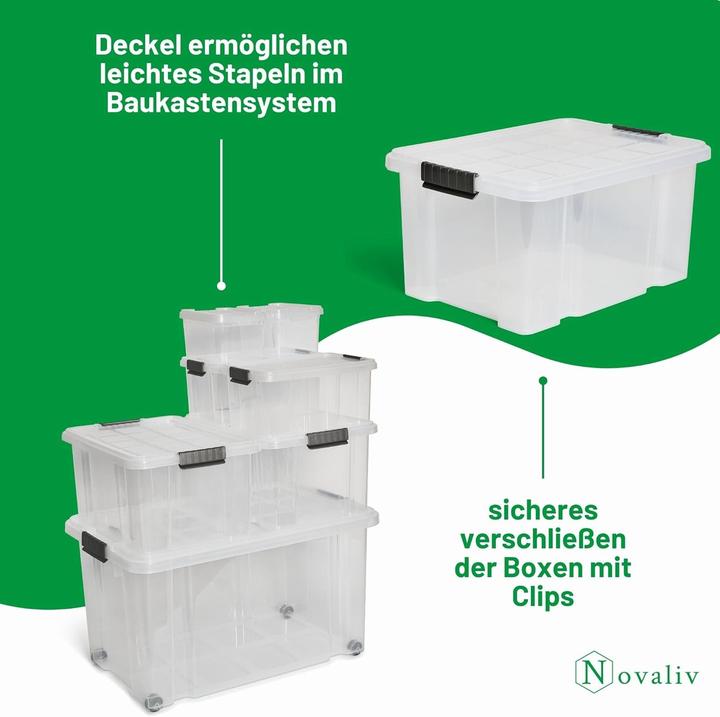 Image du produit Novaliv 10x couvercles de rechange 27 litres avec fermeture à clip 46,5x36,5 cm transparent (36.50 cm, 27 l, 1x)