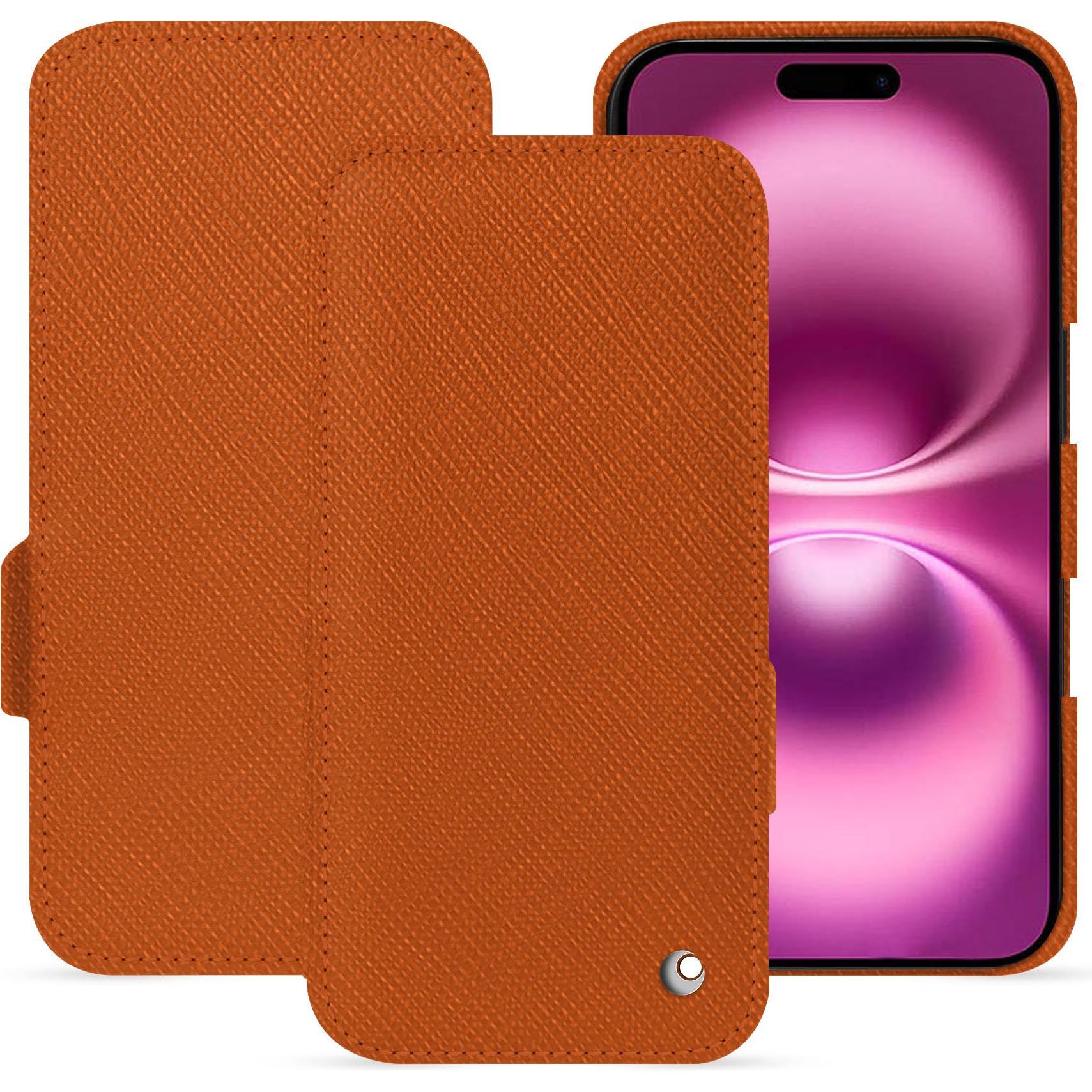 Thumbnail - Noreve Lederschutzhülle horizontal (Apple iPhone 16 Plus), Smartphone Hülle, Orange