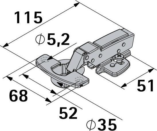 Produktbild Hettich Einklips Topfscharnier Sensys 35 mm schwarz Mittelwandanschlag