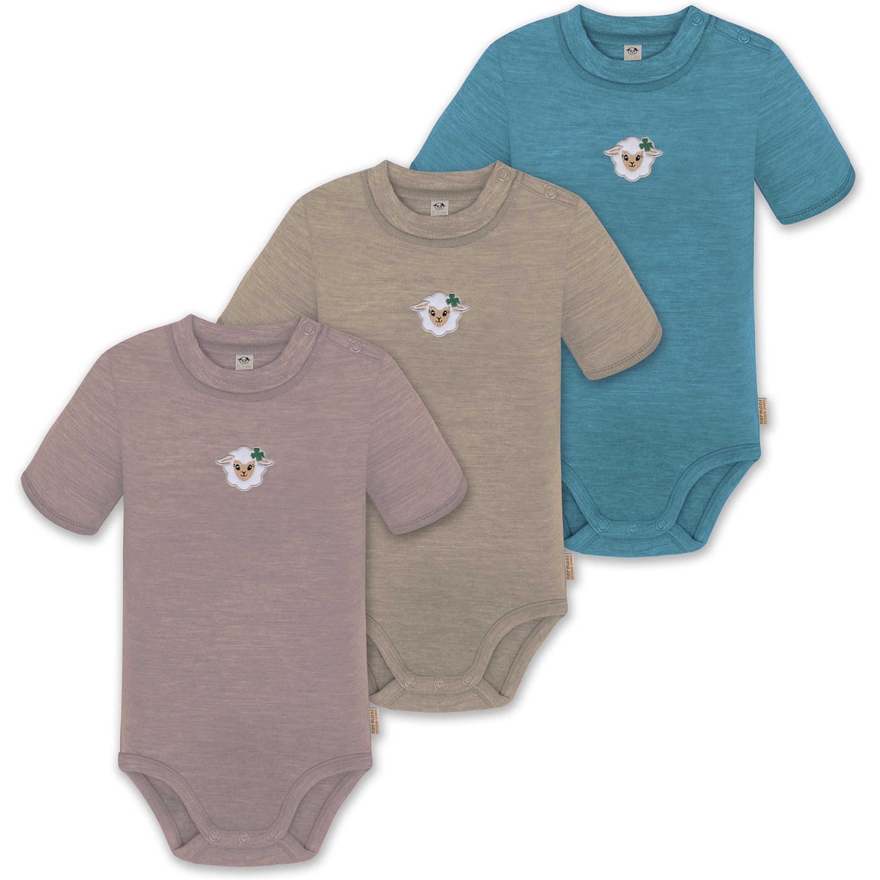 Normani, Body, 3er Set Baby Merino Kurzarmbody „Tihoi" - 9319, Blau, (62)