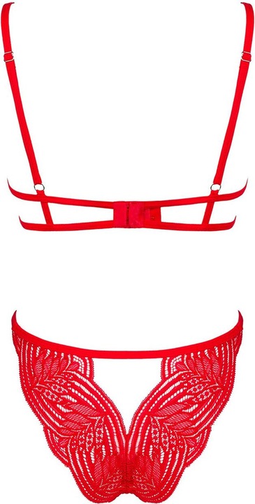Actual product image Obsessive Mellania Bra Set With Sexy Thong - Red (L, XL)