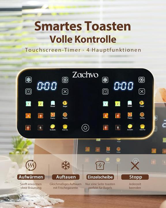 Produktbild Zachvo Edelstahl-Toaster mit Touchscreen & LED Countdown