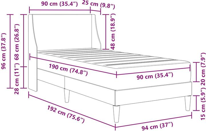 Image du produit vidaXL Modernes Bett (90 x 190 cm)