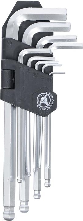 Image du produit BGS Jeu de clés allen six pans intérieurs/femelle à tête sphérique 1,5 - 10 mm 9 pièces (Clé Allen)