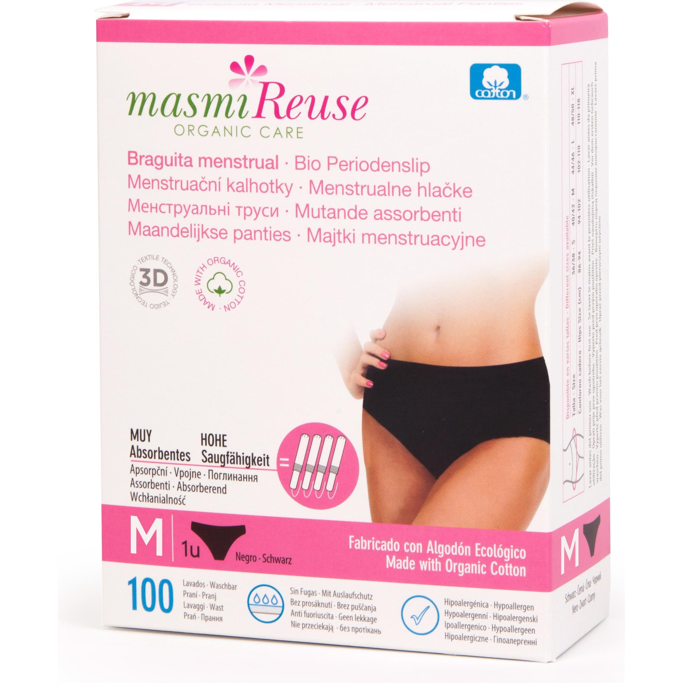 Masmi, Periodenunterwäsche, Bio Periodenslip Grösse M - Schwarz - Reuse (M)