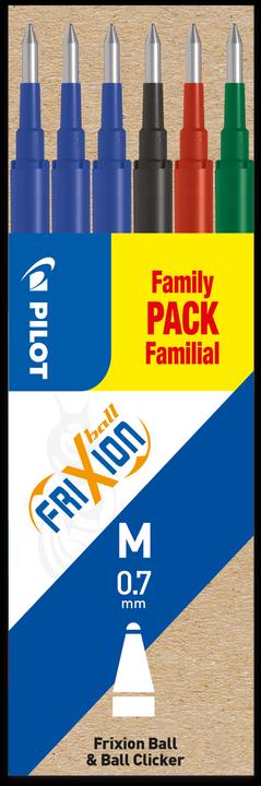Pilot FriXion Refill Set à 6 standard black/blue/red/green (Refill, Multicoloured, 0.70 mm)