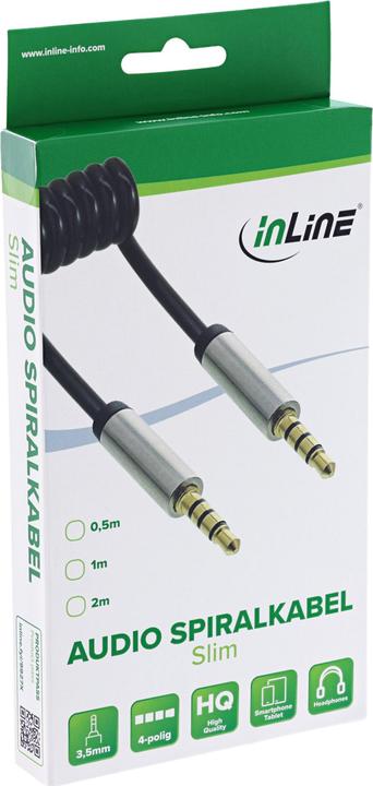 Produktbild InLine Slim Audio Spiralkabel (0.50 m, AUX Kabel)
