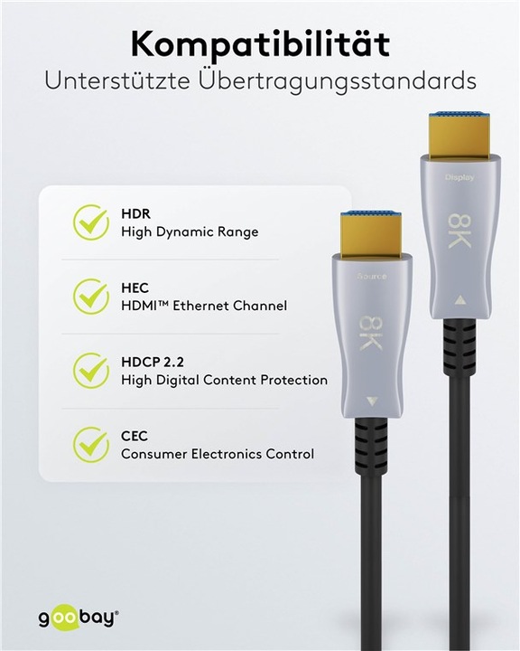 Produktbild Goobay Optisches Hybrid High-Speed-HDMI-Kabel mit Ethernet AOC (10 m, HDMI)