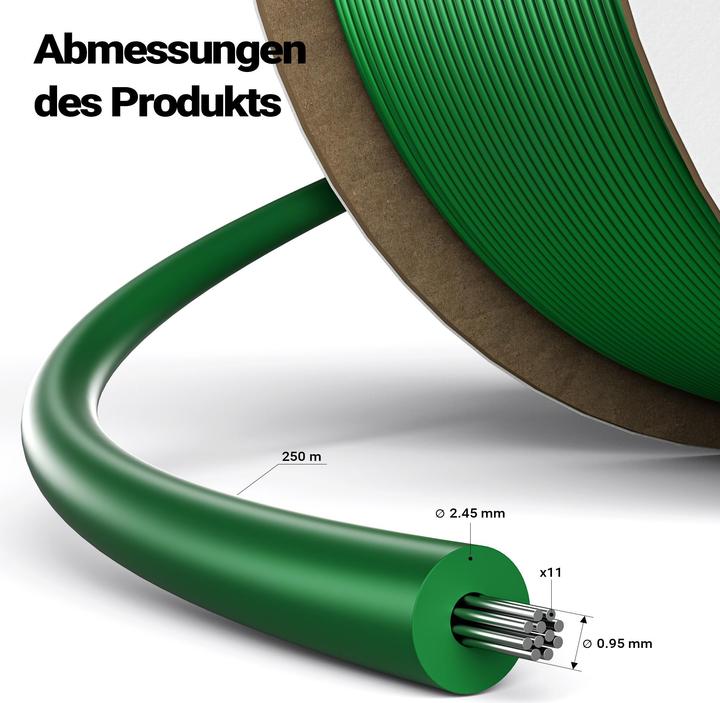 Produktbild Wiltec 250m Begrenzungskabel Mähroboter Rasenmäher Kupferdraht verzinnt Gras (Mähroboter, Mähroboter Installation)