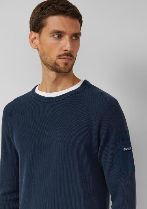 Produktbild s.Oliver Strickpullover Strukturierter Raglanpullover aus Baumwolle mit Ärmeltasche (S)
