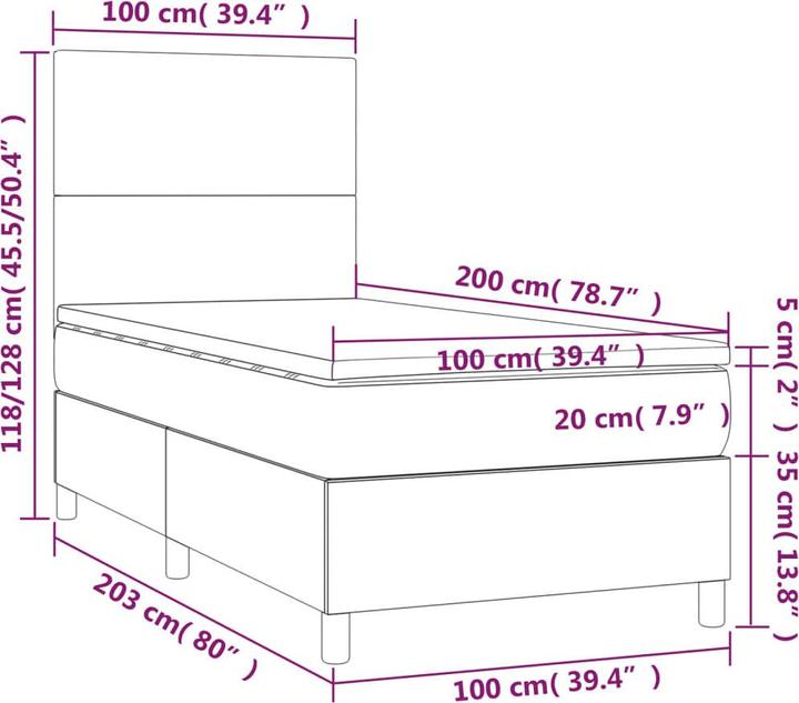 Image du produit vidaXL Boxspringbett (100 x 200 cm)