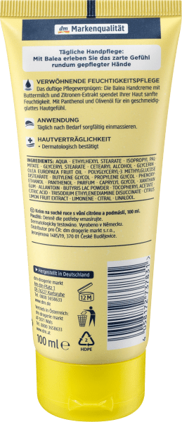 Actual product image dm Balea Hand Cream Buttermilk & Lemon