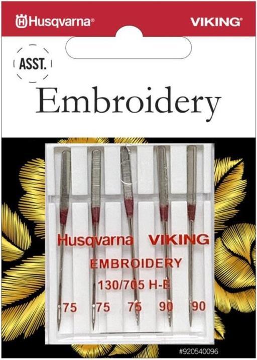 Actual product image Husqvarna Embroidery needle, range of 5 needles