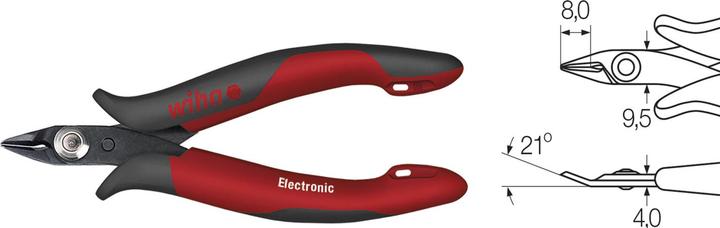 Image du produit Wiha Pince coupante diagonale Electronic Tête très étroite, pointue sans flanc (27388) 118 mm (128 mm)