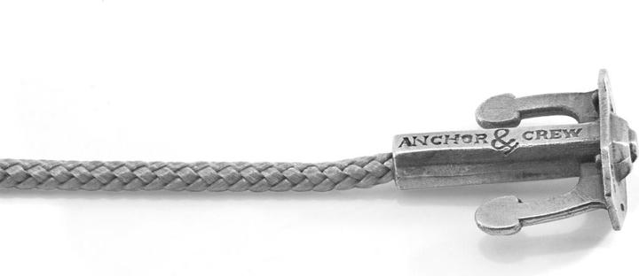 Actual product image Anchor & Crew Classic Grey Union Anchor Silver and Rope Bracelet (Solid .925 sterling silver)