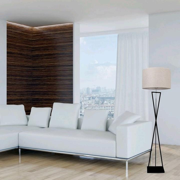 Immagine prodotto V-TAC VT7913 Lampada da terra di design E27 Avorio Paralume rotondo Scialle a baldacchino in metallo nero (E27)