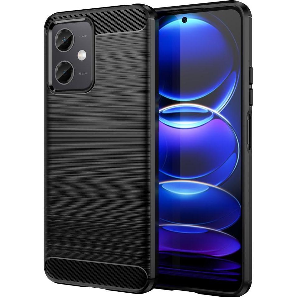 Screenguard Xiaomi Redmi Note 12 5G Hülle Carbon Brushed Soft TPU (Xiaomi Redmi Note 12 5G), Smartphone Hülle, Schwarz