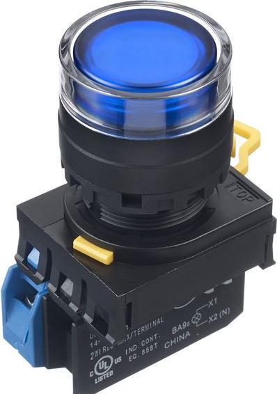 Produktbild Idec YW22mm PBI ext maint 1NO LED 24V blue