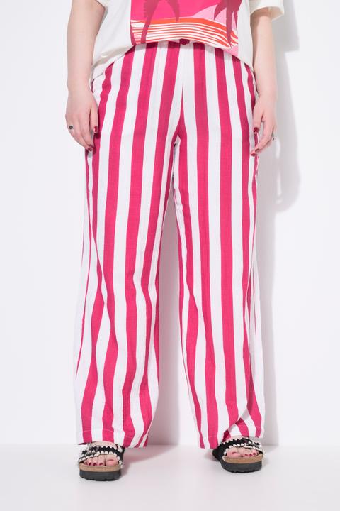 Image du produit Studio Untold Pantalon en mousseline rayée, jambe large et taille élastique (58)