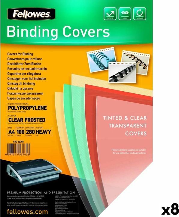Actual product image Fellowes Futura cover sheet, transparent, matt