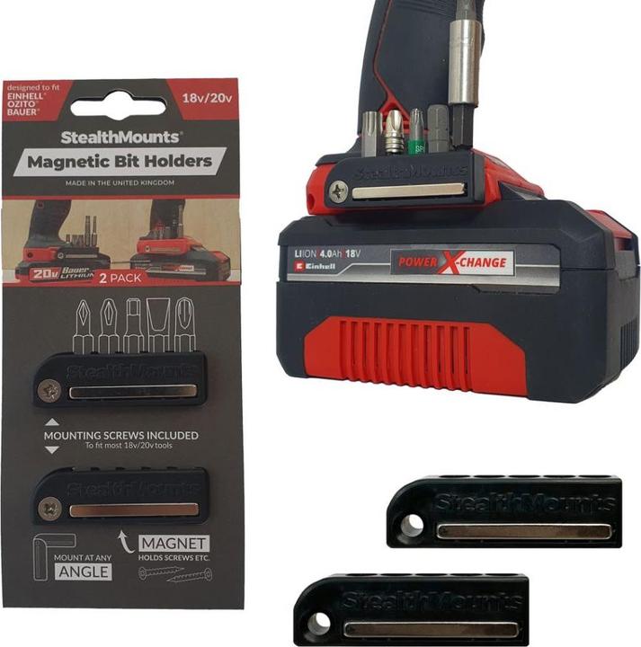 Actual product image StealthMounts BH-EOB-BLK-2 Schwarzer Bithalter für Ozito/Einhell/Bauer (2er Set)