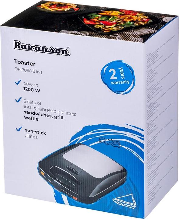 Actual product image Ravanson Toaster OP-7050 Black Silver 1200 W