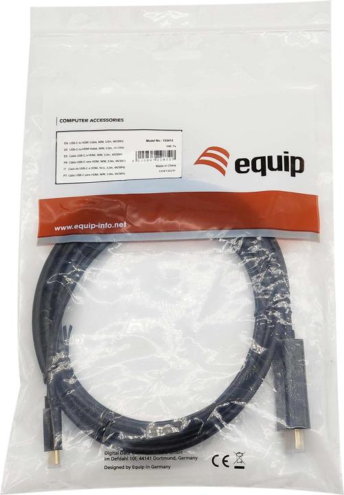 Produktbild equip HDMI (Typ A) — USB Typ C (3 m, HDMI, USB Typ C)