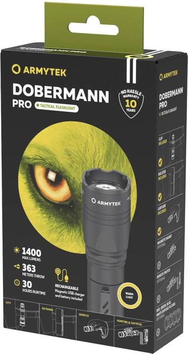 Actual product image ArmyTek Torch Dobermann PRO MAGNET USB tactical torch (15 cm, 1400 lm)