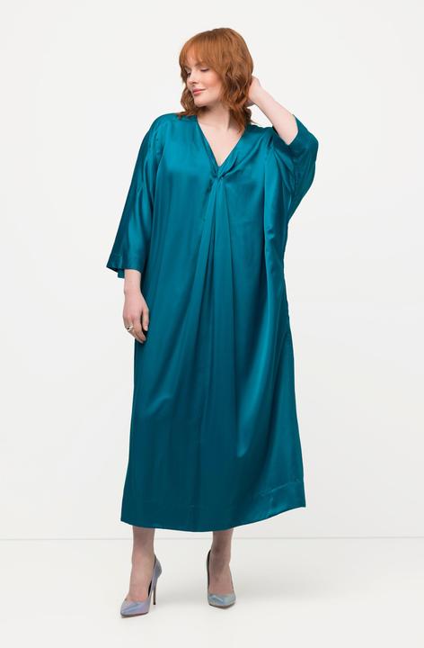 Produktbild Ulla Popken Midikleid, Satin, V-Ausschnitt, Halbarm, Taschen (42, 44)