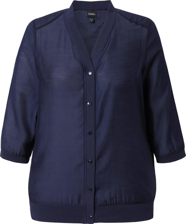 Image du produit Ulla Popken Blouse légèrement transparente, décolleté en V et manches 3/4 (58)