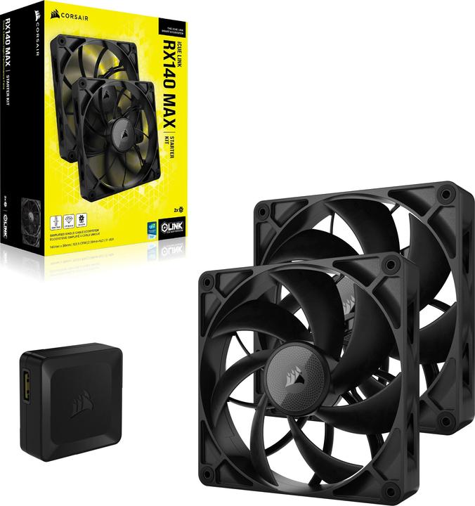 Produktbild Corsair RX MAX Series, iCUE LINK RX140 MAX, 140mm Fan, Dual Fan Kit (140 mm, 2x)